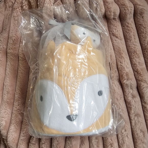 New Baby Fox Bath Towel And Washcloth Set - Cloud Island Orange 6 Piece - Picture 4 of 7